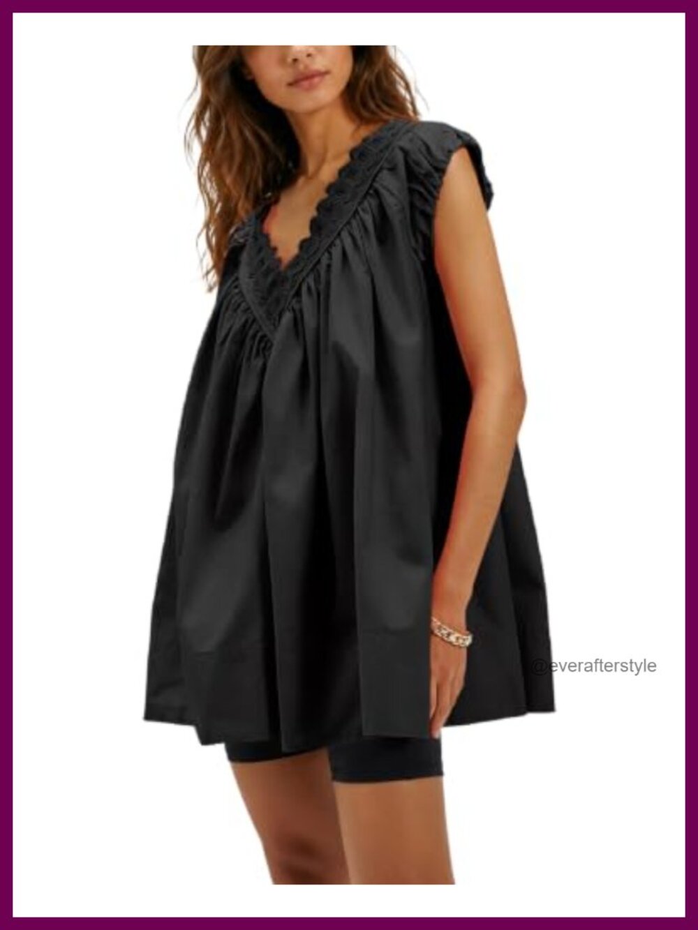 100% Cotton Boho Lace V-Neck Tunic Top Peplum Babydoll Beach Coverup